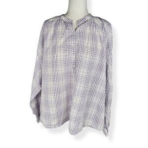 Universal Threads  Split Neckline Lilac Plaid Blouse XXL
